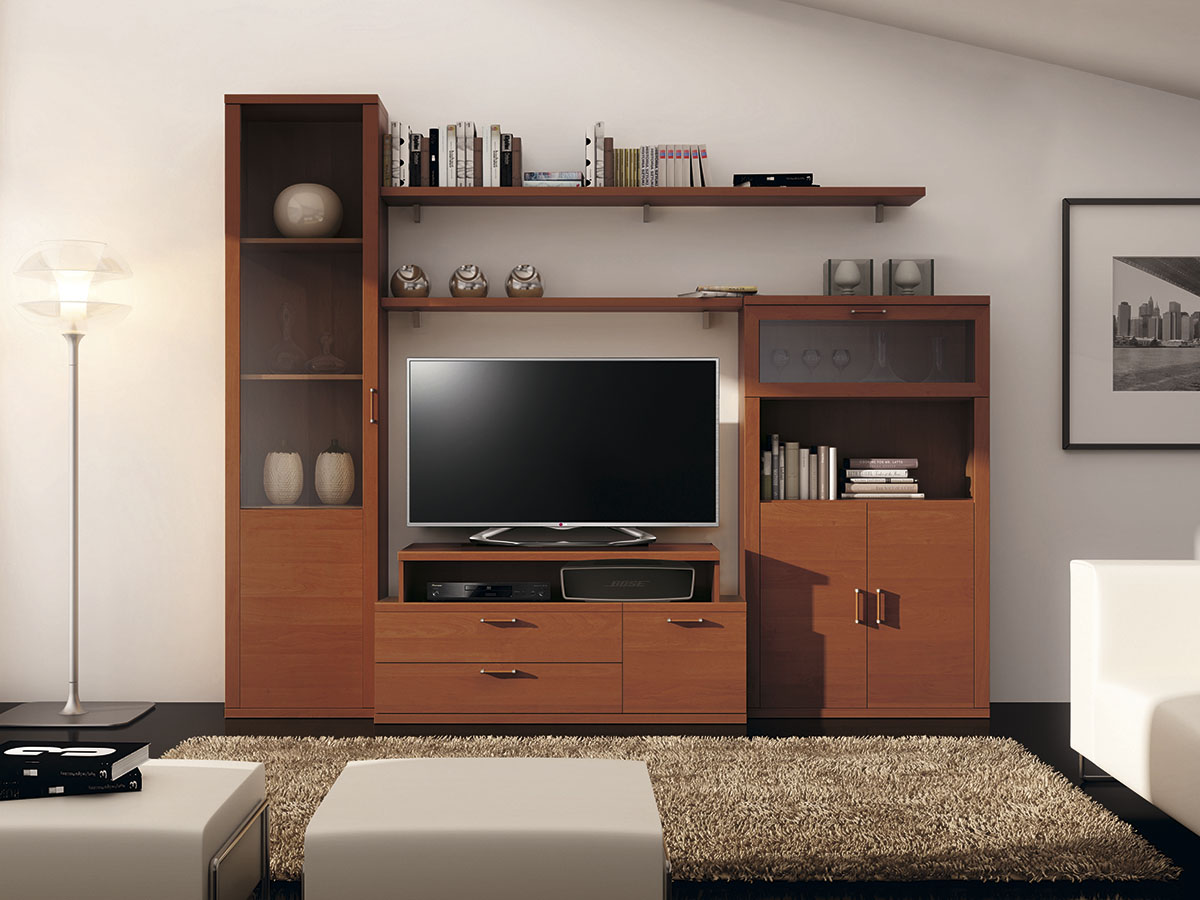 mueble-salon-tv-comedor-madera-melamina-moderno-economico-cerezo-muebles-ramis-906-delta  - Muebles Ramis